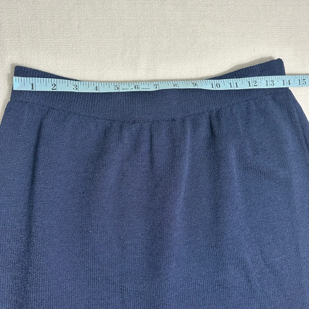 St. John Sportswear Knit Skirt Womens 10 Navy Blue Excellent Elastic Waist USA
